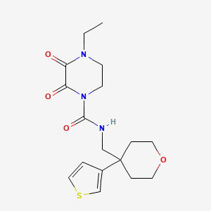 molecular formula C17H23N3O4S B2526233 4-ethyl-2,3-dioxo-N-((4-(thiophen-3-yl)tetrahydro-2H-pyran-4-yl)methyl)piperazine-1-carboxamide CAS No. 2320680-96-2