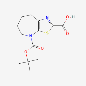 molecular formula C13H18N2O4S B2526236 4-[(2-Methylpropan-2-yl)oxycarbonyl]-5,6,7,8-tetrahydro-[1,3]thiazolo[5,4-b]azepine-2-carboxylic acid CAS No. 2248328-66-5