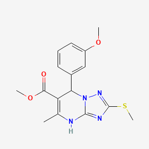 molecular formula C16H18N4O3S B2526237 Methyl 7-(3-methoxyphenyl)-5-methyl-2-(methylthio)-4,7-dihydro-[1,2,4]triazolo[1,5-a]pyrimidine-6-carboxylate CAS No. 909574-78-3