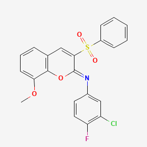 3-(benzenesulfonyl)-N-(3-chloro-4-fluorophenyl)-8-methoxychromen-2-imine