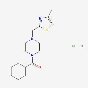 molecular formula C16H26ClN3OS B2526239 Cyclohexyl(4-((4-methylthiazol-2-yl)methyl)piperazin-1-yl)methanone hydrochloride CAS No. 1327647-12-0