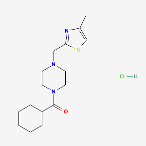 molecular formula C16H26ClN3OS B2526239 シクロヘキシル(4-((4-メチルチアゾール-2-イル)メチル)ピペラジン-1-イル)メタノン塩酸塩 CAS No. 1327647-12-0