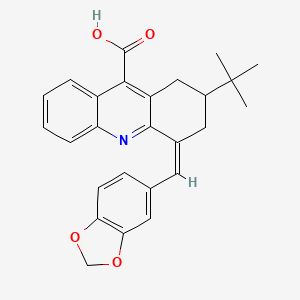 molecular formula C26H25NO4 B2526240 4-(2H-1,3-Benzodioxol-5-ylmethylidene)-2-tert-butyl-1,2,3,4-tetrahydroacridine-9-carboxylic acid CAS No. 647036-25-7