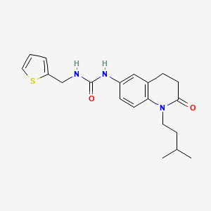 molecular formula C20H25N3O2S B2526243 1-(1-Isopentyl-2-oxo-1,2,3,4-tetrahydroquinolin-6-yl)-3-(thiophen-2-ylmethyl)urea CAS No. 1171359-12-8
