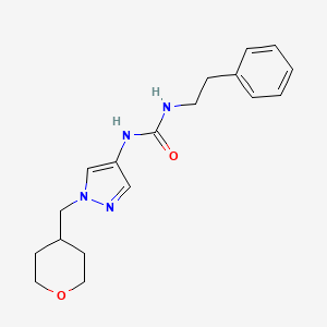 1-phenethyl-3-(1-((tetrahydro-2H-pyran-4-yl)methyl)-1H-pyrazol-4-yl)urea