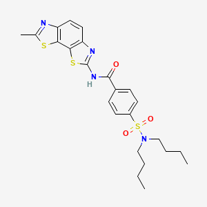 molecular formula C24H28N4O3S3 B2526247 4-(二丁基磺酰胺基)-N-(7-甲基-[1,3]噻唑并[4,5-g][1,3]苯并噻唑-2-基)苯甲酰胺 CAS No. 442556-84-5