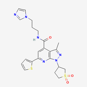 N-(3-(1H-imidazol-1-yl)propyl)-1-(1,1-dioxidotetrahydrothiophen-3-yl)-3-methyl-6-(thiophen-2-yl)-1H-pyrazolo[3,4-b]pyridine-4-carboxamide