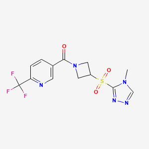 molecular formula C13H12F3N5O3S B2526260 (3-((4-methyl-4H-1,2,4-triazol-3-yl)sulfonyl)azetidin-1-yl)(6-(trifluoromethyl)pyridin-3-yl)methanone CAS No. 2034522-22-8