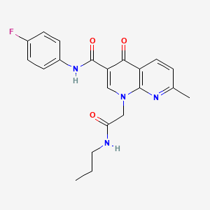 molecular formula C21H21FN4O3 B2526267 N-(4-氟苯基)-7-甲基-4-氧代-1-(2-氧代-2-(丙氨基)乙基)-1,4-二氢-1,8-萘啶-3-甲酰胺 CAS No. 1251598-71-6