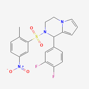 molecular formula C20H17F2N3O4S B2526274 1-(3,4-Difluorophenyl)-2-((2-methyl-5-nitrophenyl)sulfonyl)-1,2,3,4-tetrahydropyrrolo[1,2-a]pyrazine CAS No. 899739-41-4
