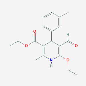 molecular formula C19H23NO4 B2526283 Ethyl 6-ethoxy-5-formyl-2-methyl-4-(3-methylphenyl)-1,4-dihydropyridine-3-carboxylate CAS No. 866156-54-9