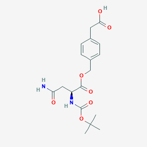 2-[4-[[(2S)-4-amino-2-[(2-methylpropan-2-yl)oxycarbonylamino]-4-oxobutanoyl]oxymethyl]phenyl]acetic acid
