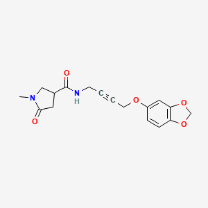 molecular formula C17H18N2O5 B2526286 N-(4-(benzo[d][1,3]dioxol-5-yloxy)but-2-yn-1-yl)-1-methyl-5-oxopyrrolidine-3-carboxamide CAS No. 1448053-87-9