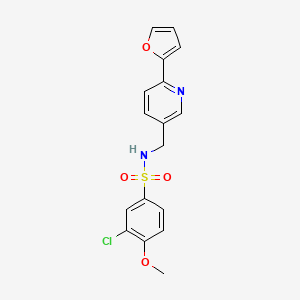 molecular formula C17H15ClN2O4S B2526287 3-氯-N-((6-(呋喃-2-基)吡啶-3-基)甲基)-4-甲氧基苯磺酰胺 CAS No. 2034476-42-9