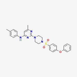 molecular formula C28H29N5O3S B2526302 6-methyl-2-(4-((4-phenoxyphenyl)sulfonyl)piperazin-1-yl)-N-(p-tolyl)pyrimidin-4-amine CAS No. 923681-16-7