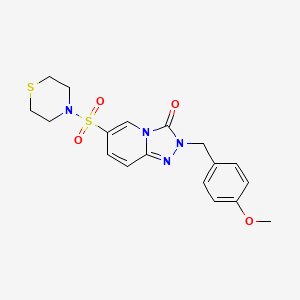 molecular formula C18H20N4O4S2 B2526304 2-(4-methoxybenzyl)-6-(thiomorpholinosulfonyl)-[1,2,4]triazolo[4,3-a]pyridin-3(2H)-one CAS No. 1251704-95-6