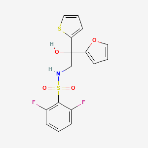molecular formula C16H13F2NO4S2 B2526311 2,6-二氟-N-(2-(呋喃-2-基)-2-羟基-2-(噻吩-2-基)乙基)苯磺酰胺 CAS No. 2034399-67-0