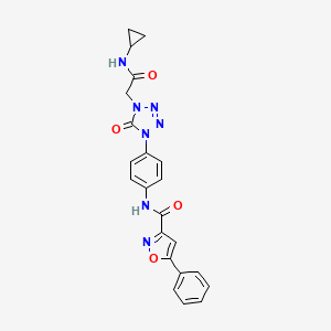 molecular formula C22H19N7O4 B2526319 N-(4-(4-(2-(cyclopropylamino)-2-oxoethyl)-5-oxo-4,5-dihydro-1H-tetrazol-1-yl)phenyl)-5-phenylisoxazole-3-carboxamide CAS No. 1396876-92-8
