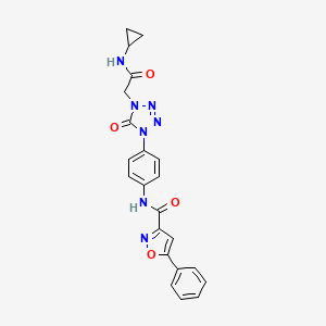 molecular formula C22H19N7O4 B2526319 N-(4-(4-(2-(Cyclopropylamino)-2-oxoethyl)-5-oxo-4,5-dihydro-1H-tetrazol-1-yl)phenyl)-5-phenylisoxazole-3-carboxamid CAS No. 1396876-92-8