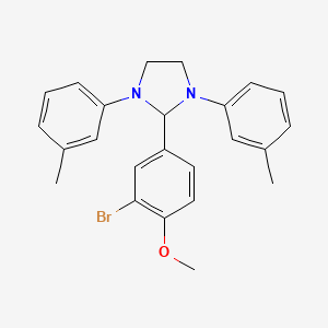 molecular formula C24H25BrN2O B2526322 2-(3-Bromo-4-methoxyphenyl)-1,3-bis(3-methylphenyl)imidazolidine CAS No. 313223-32-4
