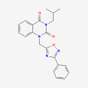 molecular formula C21H20N4O3 B2526328 3-isobutyl-1-((3-phenyl-1,2,4-oxadiazol-5-yl)methyl)quinazoline-2,4(1H,3H)-dione CAS No. 1105221-99-5