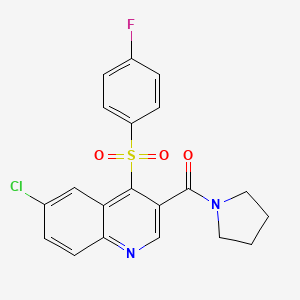 {6-Chloro-4-[(4-fluorophenyl)sulfonyl]-3-quinolyl}(1-pyrrolidinyl)methanone
