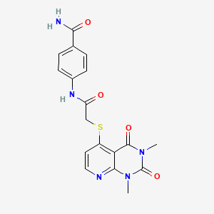 molecular formula C18H17N5O4S B2526342 4-[[2-(1,3-Dimethyl-2,4-dioxopyrido[2,3-d]pyrimidin-5-yl)sulfanylacetyl]amino]benzamide CAS No. 899988-17-1