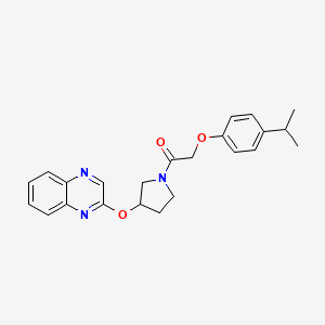 molecular formula C23H25N3O3 B2526347 2-[4-(Propan-2-yl)phenoxy]-1-[3-(quinoxalin-2-yloxy)pyrrolidin-1-yl]ethan-1-one CAS No. 2097912-94-0
