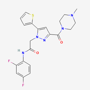 molecular formula C21H21F2N5O2S B2526348 N-(2,4-difluorophenyl)-2-(3-(4-methylpiperazine-1-carbonyl)-5-(thiophen-2-yl)-1H-pyrazol-1-yl)acetamide CAS No. 1172261-16-3