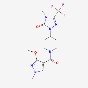 molecular formula C15H19F3N6O3 B2526352 1-(1-(3-methoxy-1-methyl-1H-pyrazole-4-carbonyl)piperidin-4-yl)-4-methyl-3-(trifluoromethyl)-1H-1,2,4-triazol-5(4H)-one CAS No. 2034280-87-8