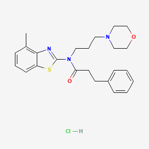 molecular formula C24H30ClN3O2S B2526360 N-(4-methylbenzo[d]thiazol-2-yl)-N-(3-morpholinopropyl)-3-phenylpropanamide hydrochloride CAS No. 1215319-82-6