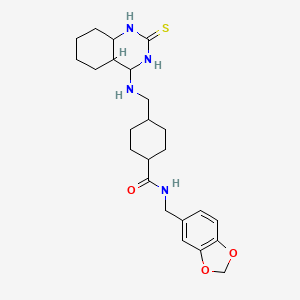 molecular formula C24H26N4O3S B2526361 N-[(2H-1,3-benzodioxol-5-yl)methyl]-4-{[(2-sulfanylidene-1,2-dihydroquinazolin-4-yl)amino]methyl}cyclohexane-1-carboxamide CAS No. 689265-95-0