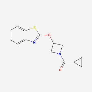 molecular formula C14H14N2O2S B2526375 (3-(Benzo[d]thiazol-2-yloxy)azétidin-1-yl)(cyclopropyl)méthanone CAS No. 1795410-08-0