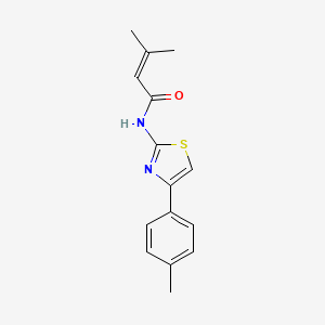 molecular formula C15H16N2OS B2526388 3-methyl-N-(4-(p-tolyl)thiazol-2-yl)but-2-enamide CAS No. 634162-29-1