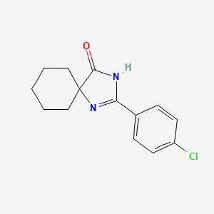 molecular formula C14H15ClN2O B2526390 2-(4-氯苯基)-1,3-二氮杂螺[4.5]癸-1-烯-4-酮 CAS No. 946385-24-6