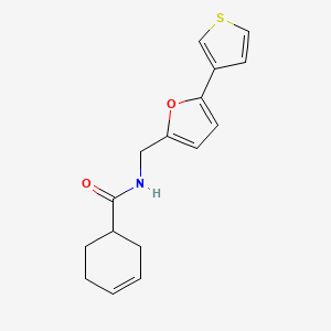 molecular formula C16H17NO2S B2526395 N-((5-(噻吩-3-基)呋喃-2-基)甲基)环己-3-烯甲酰胺 CAS No. 2034564-69-5