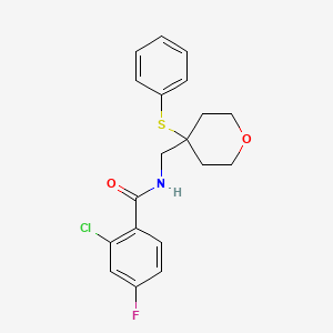 2-chloro-4-fluoro-N-((4-(phenylthio)tetrahydro-2H-pyran-4-yl)methyl)benzamide