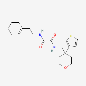 molecular formula C20H28N2O3S B2526412 N1-(2-(cyclohex-1-en-1-yl)ethyl)-N2-((4-(thiophen-3-yl)tetrahydro-2H-pyran-4-yl)methyl)oxalamide CAS No. 2310040-79-8