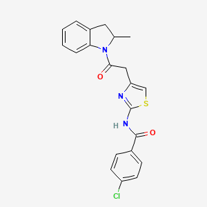 4-chloro-N-(4-(2-(2-methylindolin-1-yl)-2-oxoethyl)thiazol-2-yl)benzamide