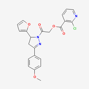 2-[5-(furan-2-yl)-3-(4-methoxyphenyl)-4,5-dihydro-1H-pyrazol-1-yl]-2-oxoethyl 2-chloropyridine-3-carboxylate