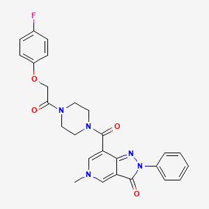 molecular formula C26H24FN5O4 B2526424 7-(4-(2-(4-fluorophenoxy)acetyl)piperazine-1-carbonyl)-5-methyl-2-phenyl-2H-pyrazolo[4,3-c]pyridin-3(5H)-one CAS No. 1021077-83-7