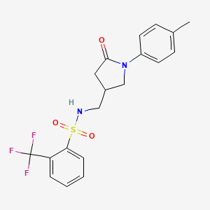 N-((5-oxo-1-(p-tolyl)pyrrolidin-3-yl)methyl)-2-(trifluoromethyl)benzenesulfonamide