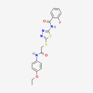 N-(5-((2-((4-ethoxyphenyl)amino)-2-oxoethyl)thio)-1,3,4-thiadiazol-2-yl)-2-fluorobenzamide