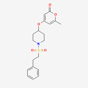 molecular formula C19H23NO5S B2526442 6-methyl-4-((1-(phenethylsulfonyl)piperidin-4-yl)oxy)-2H-pyran-2-one CAS No. 1798542-33-2