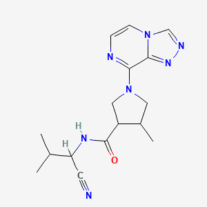 molecular formula C16H21N7O B2526444 N-(1-cyano-2-methylpropyl)-4-methyl-1-{[1,2,4]triazolo[4,3-a]pyrazin-8-yl}pyrrolidine-3-carboxamide CAS No. 1424303-69-4