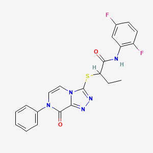 molecular formula C21H17F2N5O2S B2526447 N-(2,5-difluorophenyl)-2-((8-oxo-7-phenyl-7,8-dihydro-[1,2,4]triazolo[4,3-a]pyrazin-3-yl)thio)butanamide CAS No. 1242980-99-9