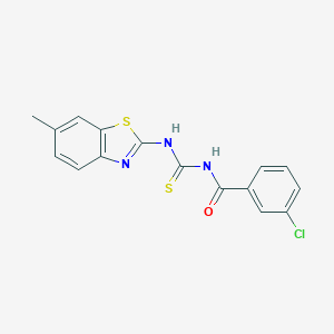 molecular formula C16H12ClN3OS2 B252645 3-chloro-N-[(6-methyl-1,3-benzothiazol-2-yl)carbamothioyl]benzamide 