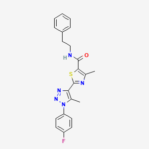 molecular formula C22H20FN5OS B2526461 2-[1-(4-氟苯基)-5-甲基-1H-1,2,3-三唑-4-基]-4-甲基-N-(2-苯乙基)-1,3-噻唑-5-甲酰胺 CAS No. 1207053-20-0