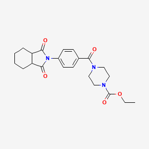 molecular formula C22H27N3O5 B2526465 ethyl 4-{[4-(1,3-dioxooctahydro-2H-isoindol-2-yl)phenyl]carbonyl}piperazine-1-carboxylate CAS No. 695218-45-2