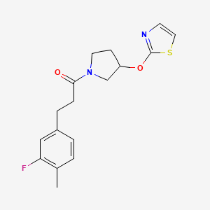 molecular formula C17H19FN2O2S B2526469 3-(3-Fluoro-4-methylphenyl)-1-(3-(thiazol-2-yloxy)pyrrolidin-1-yl)propan-1-one CAS No. 2199161-83-4